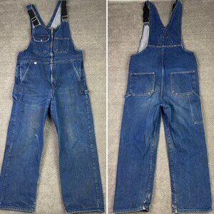 Big Bill Denim Bib Overalls Men's 38 R Distressed Blue Cotton Canada Work Wear